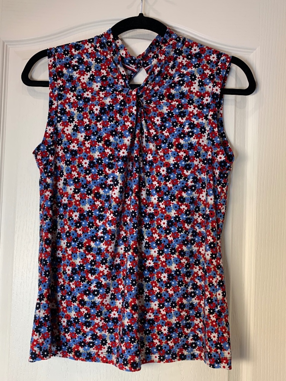 Tommy Hilfiger Floral Mock Neck Sleeveless Top Women’s Small Blue Red White